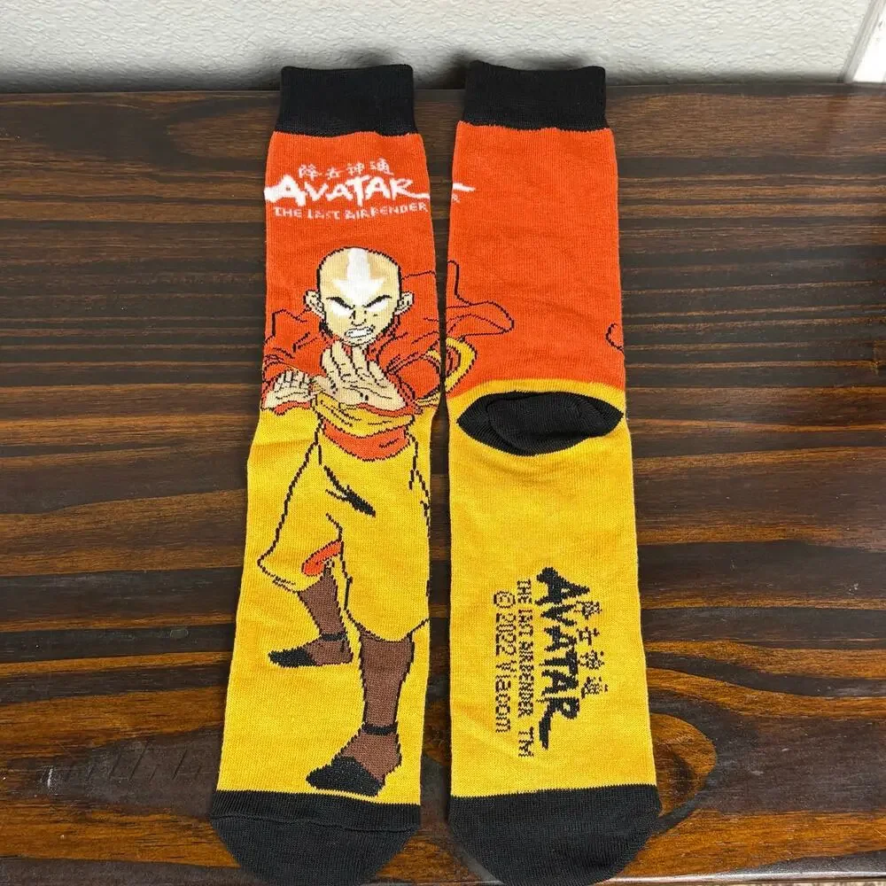 Aang Avatar the Last Airbender Orange Yellow Crew Character Socks Animation